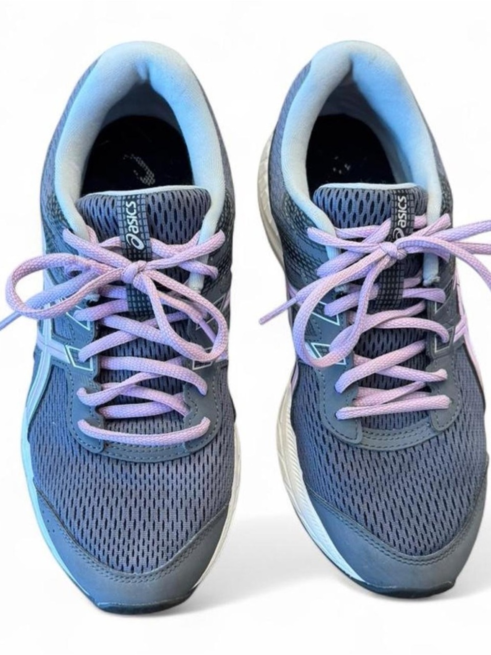 ASICS Women's Dark Gray Athletic Sneakers with Lavender Accents - Picture 2 of 8